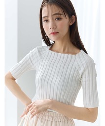 fifth（フィフス）の「フィットニット5分袖スクエアネック（ニット/セーター）」