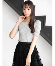 フィットニット5分袖スクエアネック