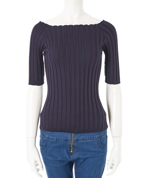 fifth(フィフス)の「フィットニット5分袖スクエアネック(ニット/セーター・レディース・ホワイト/ライトグレー/ブラック/ネイビー/モカ/オレンジ/ボルドー/グリーン/ブラウン/ミント/ラベンダー/レモンイエロー/ベビーピンク/ピンク/サックスブルー・MEDIUM)」の22枚目の写真