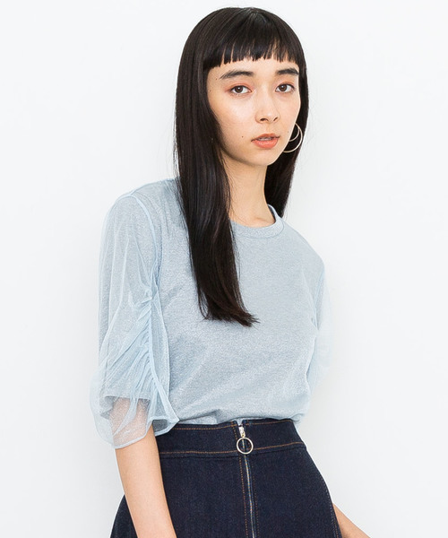 MUVEIL（ミュベール）の「【MUVEIL】トリコットレイヤードTシャツ（Tシャツ/カットソー・レディース・ホワイト/ネイビー/グレー・38/36）」の3枚目の写真