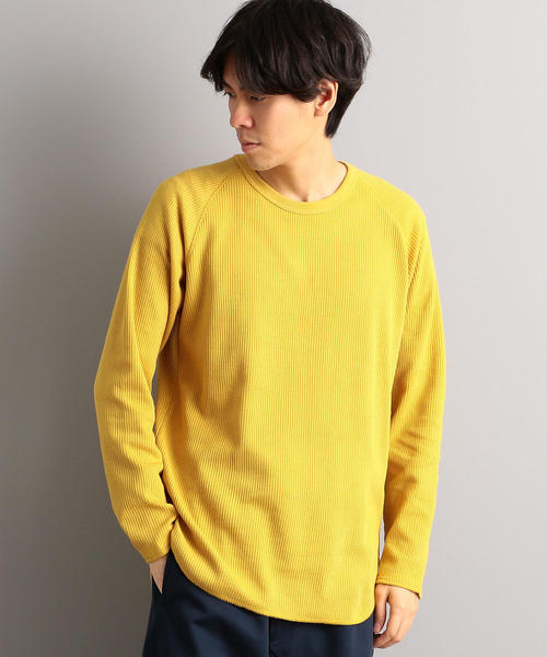 green label relaxing（グリーンレーベルリラクシング）の「SC ドライワッフル クルー カットソー LS ＜機能性 / 吸水速乾＞（Tシャツ/カットソー・メンズ・マスタード/ホワイト/ブラック/グレー/モカ・XL/XXL/L/XS/S/M）」の5枚目の写真