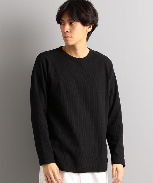 green label relaxing（グリーンレーベルリラクシング）の「SC ドライワッフル クルー カットソー LS ＜機能性 / 吸水速乾＞（Tシャツ/カットソー・メンズ・マスタード/ホワイト/ブラック/グレー/モカ・XL/XXL/L/XS/S/M）」の3枚目の写真