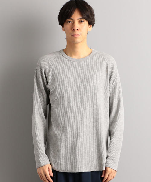 green label relaxing（グリーンレーベルリラクシング）の「SC ドライワッフル クルー カットソー LS ＜機能性 / 吸水速乾＞（Tシャツ/カットソー・メンズ・マスタード/ホワイト/ブラック/グレー/モカ・XL/XXL/L/XS/S/M）」の7枚目の写真