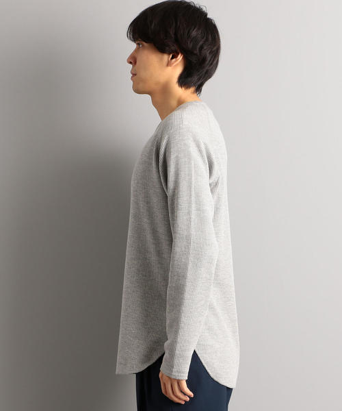 green label relaxing（グリーンレーベルリラクシング）の「SC ドライワッフル クルー カットソー LS ＜機能性 / 吸水速乾＞（Tシャツ/カットソー・メンズ・マスタード/ホワイト/ブラック/グレー/モカ・XL/XXL/L/XS/S/M）」の8枚目の写真