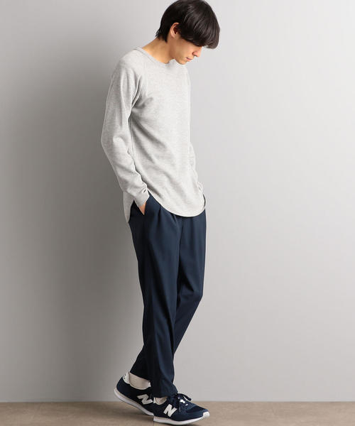green label relaxing（グリーンレーベルリラクシング）の「SC ドライワッフル クルー カットソー LS ＜機能性 / 吸水速乾＞（Tシャツ/カットソー・メンズ・マスタード/ホワイト/ブラック/グレー/モカ・XL/XXL/L/XS/S/M）」の9枚目の写真