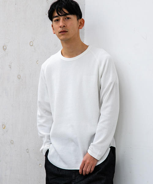 green label relaxing（グリーンレーベルリラクシング）の「SC ドライワッフル クルー カットソー LS ＜機能性 / 吸水速乾＞（Tシャツ/カットソー・メンズ・マスタード/ホワイト/ブラック/グレー/モカ・XL/XXL/L/XS/S/M）」の17枚目の写真
