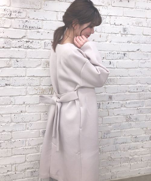 natural couture（ナチュラルクチュール）の「ノーカラーおしゃれコート（その他アウター・レディース・ライトグレー/ミント/キャメル/グレイッシュベージュ・FREE）」の3枚目の写真