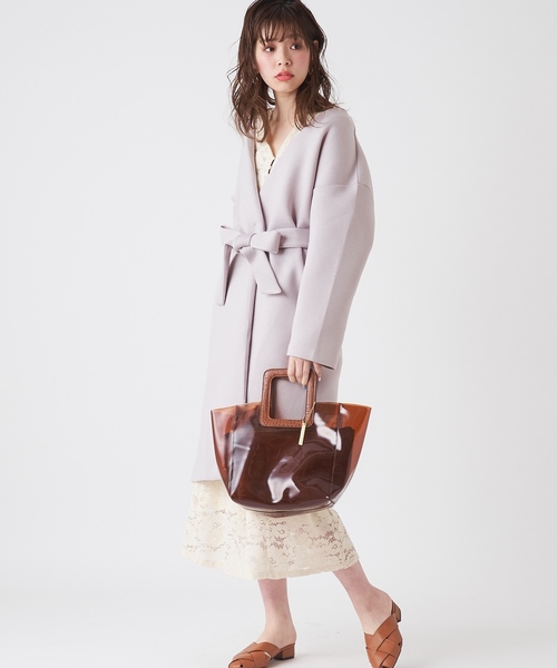 natural couture（ナチュラルクチュール）の「ノーカラーおしゃれコート（その他アウター・レディース・ライトグレー/ミント/キャメル/グレイッシュベージュ・FREE）」の2枚目の写真