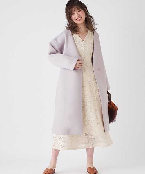 natural couture（ナチュラルクチュール）の「ノーカラーおしゃれコート（その他アウター・レディース・ライトグレー/ミント/キャメル/グレイッシュベージュ・FREE）」の6枚目の写真