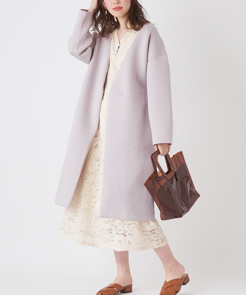 natural couture（ナチュラルクチュール）の「ノーカラーおしゃれコート（その他アウター・レディース・ライトグレー/ミント/キャメル/グレイッシュベージュ・FREE）」の7枚目の写真