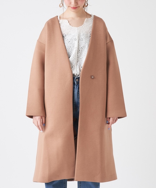 natural couture（ナチュラルクチュール）の「ノーカラーおしゃれコート（その他アウター・レディース・ライトグレー/ミント/キャメル/グレイッシュベージュ・FREE）」の10枚目の写真