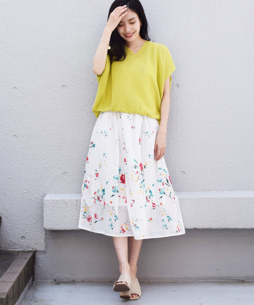 PICCIN(ピッチン)の「【WEB限定】パネルフラワーロングワンピース(ワンピース・レディース・ブラック/オフホワイト/グリーン・MEDIUM)」の8枚目の写真