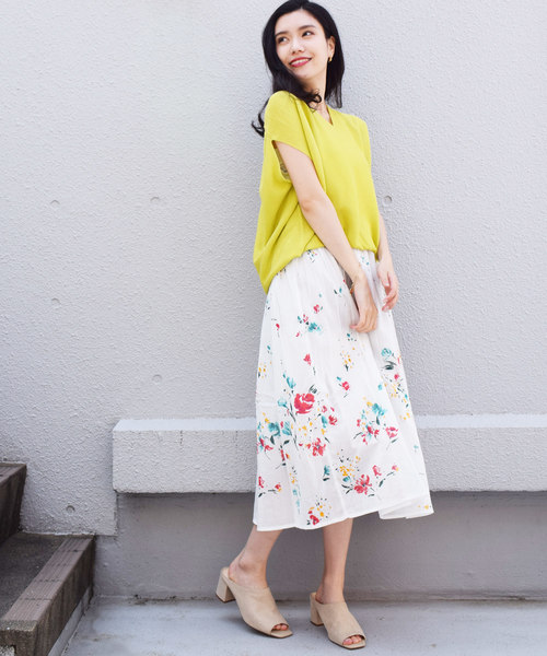 PICCIN(ピッチン)の「【WEB限定】パネルフラワーロングワンピース(ワンピース・レディース・ブラック/オフホワイト/グリーン・MEDIUM)」の9枚目の写真