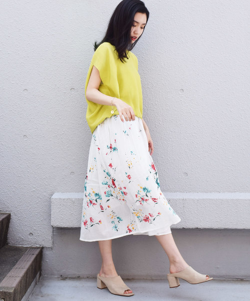 PICCIN(ピッチン)の「【WEB限定】パネルフラワーロングワンピース(ワンピース・レディース・ブラック/オフホワイト/グリーン・MEDIUM)」の10枚目の写真