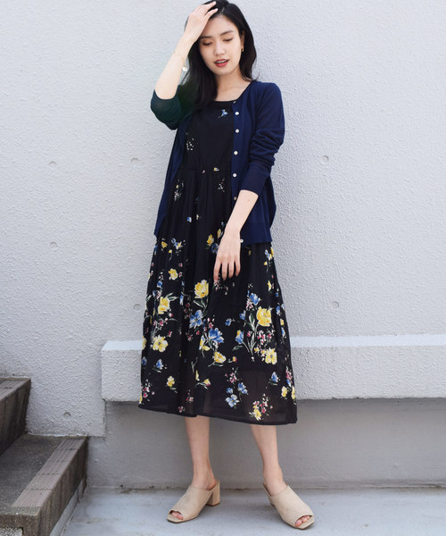 PICCIN(ピッチン)の「【WEB限定】パネルフラワーロングワンピース(ワンピース・レディース・ブラック/オフホワイト/グリーン・MEDIUM)」の15枚目の写真