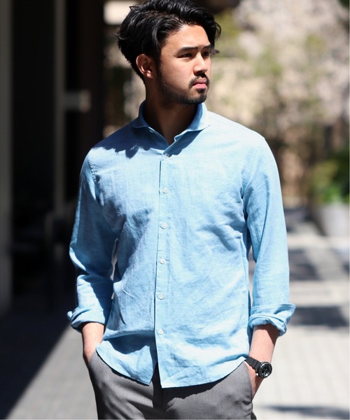 EDIFICE（エディフィス）の「MONTI C/Li カッタウェイ シャツ（シャツ/ブラウス・メンズ・ブルー/スカイブルー/ブルー系その他/ホワイト・LARGE/SMALL/MEDIUM/X-LARGE）」の3枚目の写真