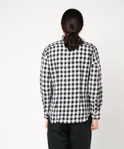 PAZZO（パッゾ）の「【PAZZO】　Japan Made　B.D.シャツ　リネン　ギンガムチェック（シャツ/ブラウス・メンズ・ボルドー/ブラック/ブルー・44/48）」の4枚目の写真
