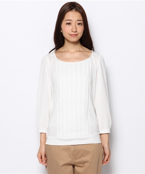 green label relaxing（グリーンレーベルリラクシング）の「GT テンジクxSFN プリーツ POカットソー（Tシャツ/カットソー・レディース・オフホワイト/ピンク/ネイビー・フリー）」の10枚目の写真