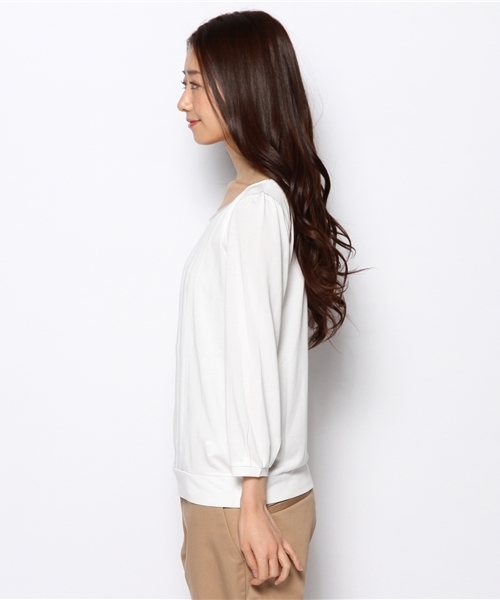 green label relaxing（グリーンレーベルリラクシング）の「GT テンジクxSFN プリーツ POカットソー（Tシャツ/カットソー・レディース・オフホワイト/ピンク/ネイビー・フリー）」の11枚目の写真