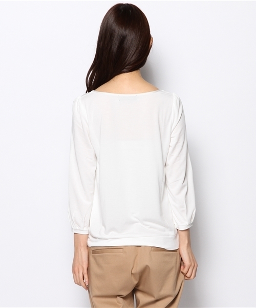 green label relaxing（グリーンレーベルリラクシング）の「GT テンジクxSFN プリーツ POカットソー（Tシャツ/カットソー・レディース・オフホワイト/ピンク/ネイビー・フリー）」の4枚目の写真