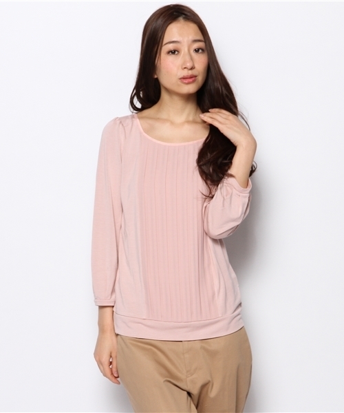 green label relaxing（グリーンレーベルリラクシング）の「GT テンジクxSFN プリーツ POカットソー（Tシャツ/カットソー・レディース・オフホワイト/ピンク/ネイビー・フリー）」の12枚目の写真