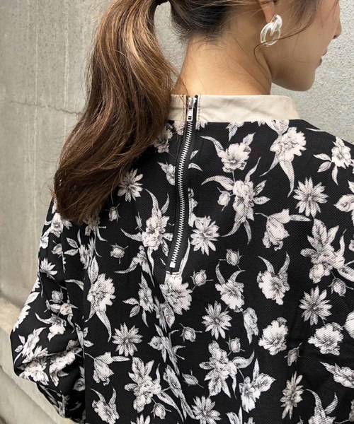 &g'aime（アンジェム）の「【&g'aime】レザー×花柄ブラウス（シャツ/ブラウス・レディース・ブラック/オフホワイト・FREE）」の12枚目の写真