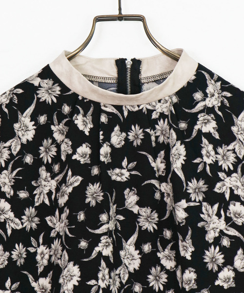 &g'aime（アンジェム）の「【&g'aime】レザー×花柄ブラウス（シャツ/ブラウス・レディース・ブラック/オフホワイト・FREE）」の14枚目の写真