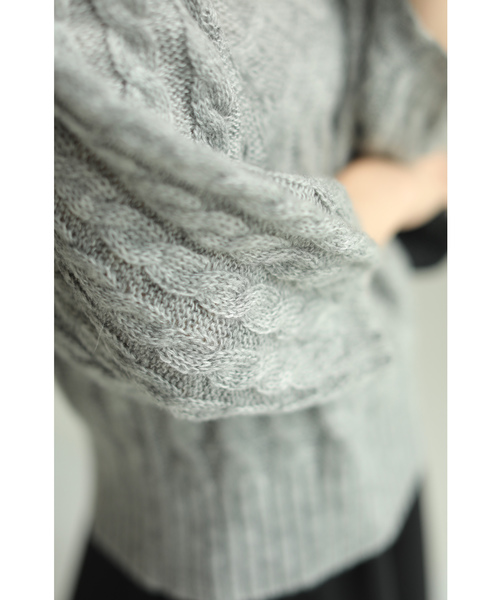 cawaii（カワイイ）の「ポワン袖のミックス編みタートルニットトップス