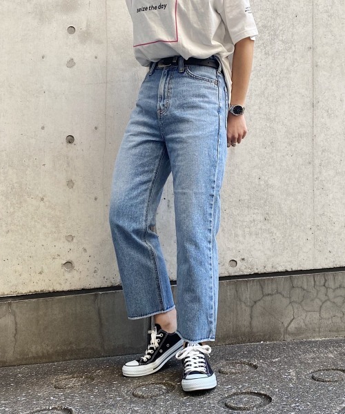 PAGEBOY(ページボーイ)の「【SOMETHING × PAGEBOY】別注スプーンクロップ(デニムパンツ・レディース・オフホワイト/サックスブルー・25inch/26inch)」の5枚目の写真