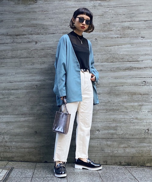 PAGEBOY(ページボーイ)の「【SOMETHING × PAGEBOY】別注スプーンクロップ(デニムパンツ・レディース・オフホワイト/サックスブルー・25inch/26inch)」の4枚目の写真