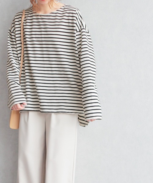 reca(レカ)の「オーバーサイズ ボーダーカットソー(Tシャツ/カットソー・レディース・ホワイト系その他/ブラック系その他・FREE)」の13枚目の写真