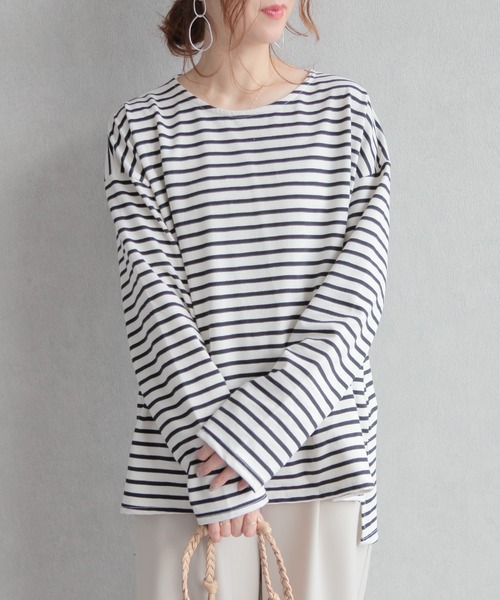 reca(レカ)の「オーバーサイズ ボーダーカットソー(Tシャツ/カットソー・レディース・ホワイト系その他/ブラック系その他・FREE)」の17枚目の写真