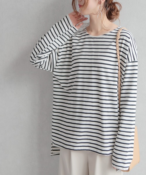 reca(レカ)の「オーバーサイズ ボーダーカットソー(Tシャツ/カットソー・レディース・ホワイト系その他/ブラック系その他・FREE)」の18枚目の写真