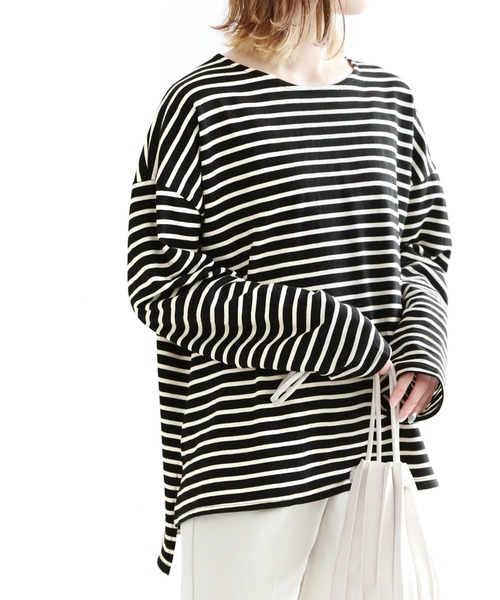 reca(レカ)の「オーバーサイズ ボーダーカットソー(Tシャツ/カットソー・レディース・ホワイト系その他/ブラック系その他・FREE)」の22枚目の写真