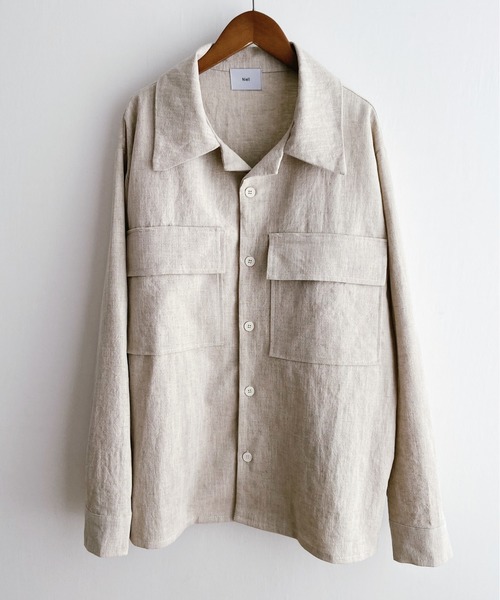 Niell（ニール）の「リネンビッグポケットシャツジャケット/麻100%/ワークシャツ/ビッグシャツ（シャツ/ブラウス・メンズ・ベージュ/ラベンダー・FREE）」の8枚目の写真