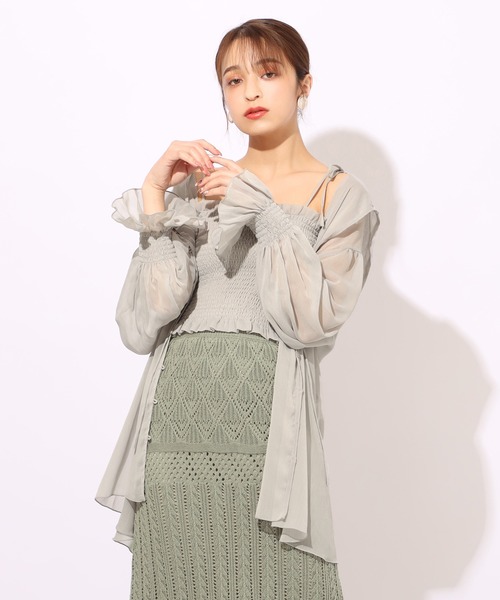 one after another NICE CLAUP(ワンアフターアナザーナイスクラップ)の「ビスチェセットシフォンパーカー(アンサンブル・レディース・アイボリー/ミント/モカ・FREE)」の3枚目の写真