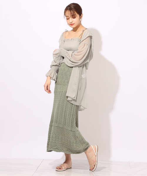 one after another NICE CLAUP(ワンアフターアナザーナイスクラップ)の「ビスチェセットシフォンパーカー(アンサンブル・レディース・アイボリー/ミント/モカ・FREE)」の6枚目の写真