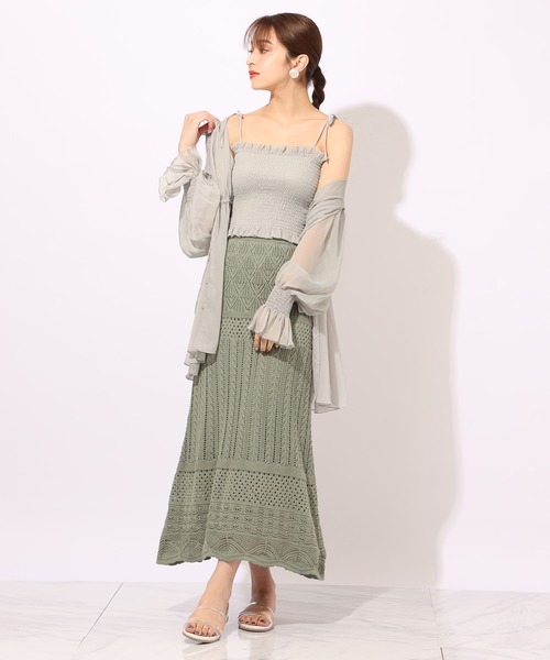 one after another NICE CLAUP(ワンアフターアナザーナイスクラップ)の「ビスチェセットシフォンパーカー(アンサンブル・レディース・アイボリー/ミント/モカ・FREE)」の7枚目の写真