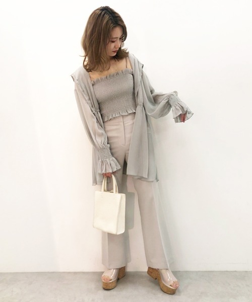 one after another NICE CLAUP(ワンアフターアナザーナイスクラップ)の「ビスチェセットシフォンパーカー(アンサンブル・レディース・アイボリー/ミント/モカ・FREE)」の8枚目の写真