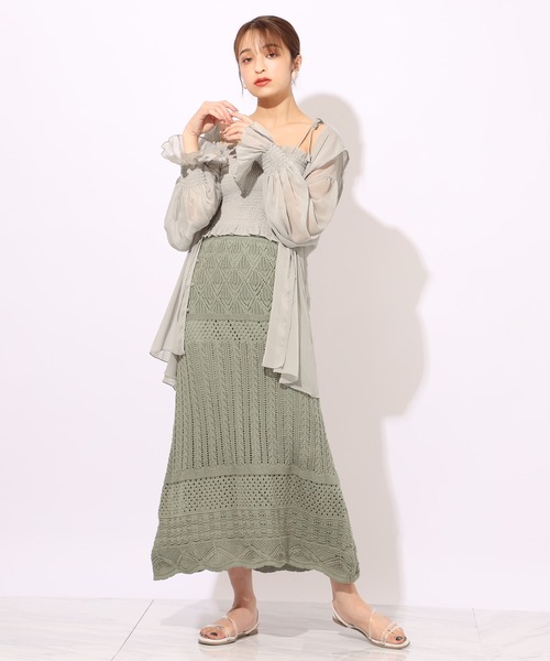 one after another NICE CLAUP(ワンアフターアナザーナイスクラップ)の「ビスチェセットシフォンパーカー(アンサンブル・レディース・アイボリー/ミント/モカ・FREE)」の5枚目の写真