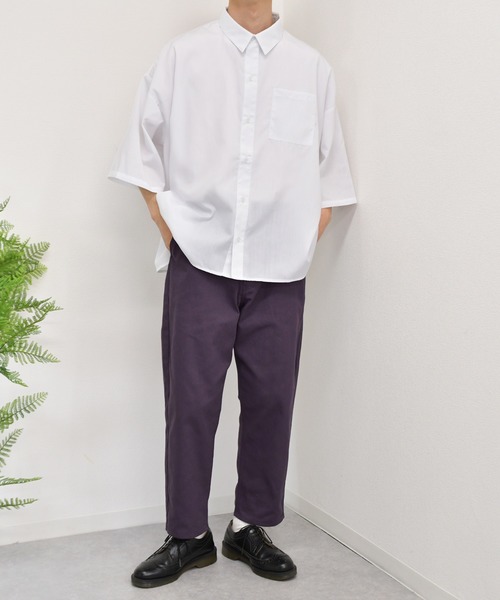 kutir（クティール）の「カツラギ素材　ワイドテーパードパンツ（その他パンツ・メンズ・オフホワイト/ダークパープル・SMALL/MEDIUM/LARGE）」の12枚目の写真