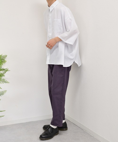 kutir（クティール）の「カツラギ素材　ワイドテーパードパンツ（その他パンツ・メンズ・オフホワイト/ダークパープル・SMALL/MEDIUM/LARGE）」の13枚目の写真