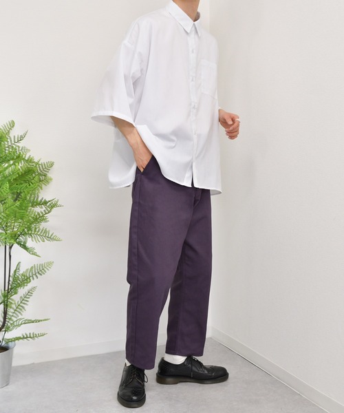 kutir（クティール）の「カツラギ素材　ワイドテーパードパンツ（その他パンツ・メンズ・オフホワイト/ダークパープル・SMALL/MEDIUM/LARGE）」の14枚目の写真