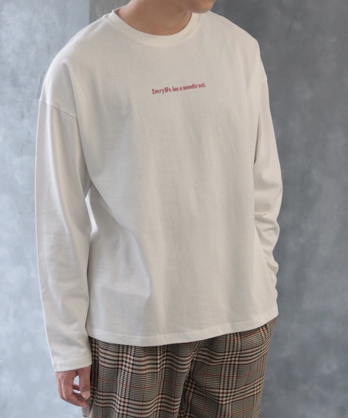 CREARE -LINO-(クレアーレリノ)の「レコードロングTEE(Tシャツ/カットソー・メンズ・グレイッシュベージュ/ブルーグレー/ホワイト/チャコール・L/M)」の8枚目の写真