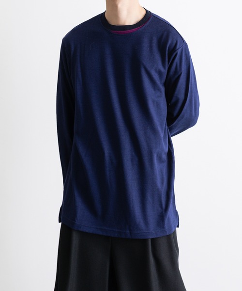 ato(アトウ)の「NECK SLIT T-SHIRT(Tシャツ/カットソー・メンズ・ブラック/ダークグレー/ダークブルー・46/48)」の3枚目の写真