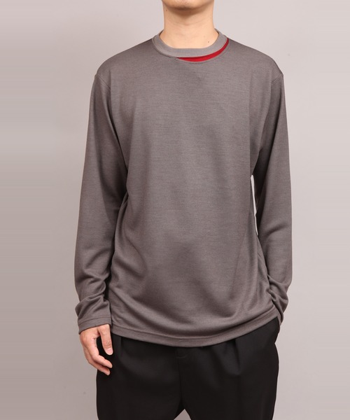 ato(アトウ)の「NECK SLIT T-SHIRT(Tシャツ/カットソー・メンズ・ブラック/ダークグレー/ダークブルー・46/48)」の2枚目の写真