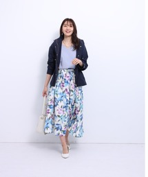 JUSGLITTY（ジャスグリッティー）の「フラワープリントタックスカート  