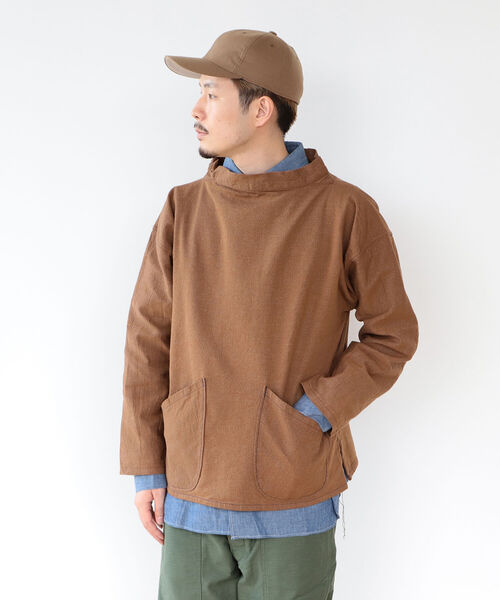 Buzz Rickson's（バズリクソンズ）の「BUZZ RICKSON'S × fennica  / 別注 ブラウンデニム フィッシャーマン スモック＜UNISEX＞（Tシャツ/カットソー・メンズ・ブラウン・42/40/38/36）」の4枚目の写真