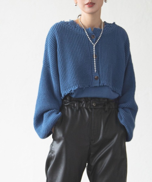 bohmal（ボマール）の「マルチウェイダメージニットカーデセット（ニット/セーター・レディース・ベージュ/コバルトブルー/ブラック・FREE）」の3枚目の写真