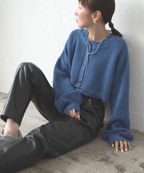 bohmal（ボマール）の「マルチウェイダメージニットカーデセット（ニット/セーター・レディース・ベージュ/コバルトブルー/ブラック・FREE）」の5枚目の写真